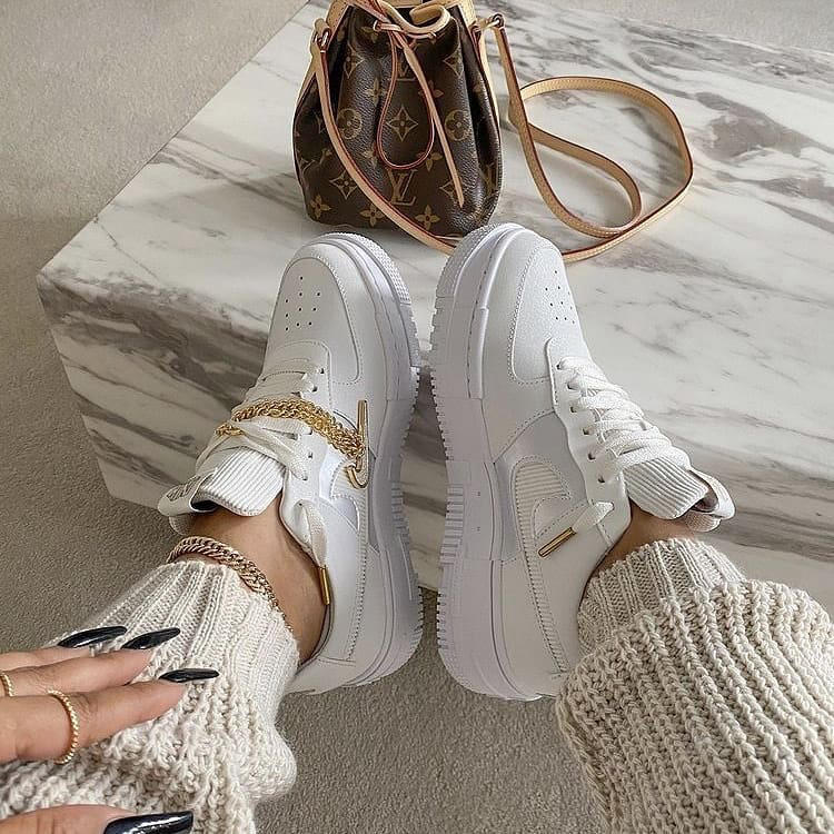 Insta X Sneakers - Air Force 1 Low Pixel White Gold